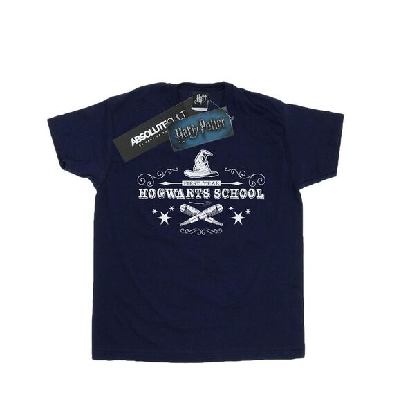 Harry Potter Girls Hogwarts First Year Cotton T-Shirt / Navy Blue - Picture 1 of 5